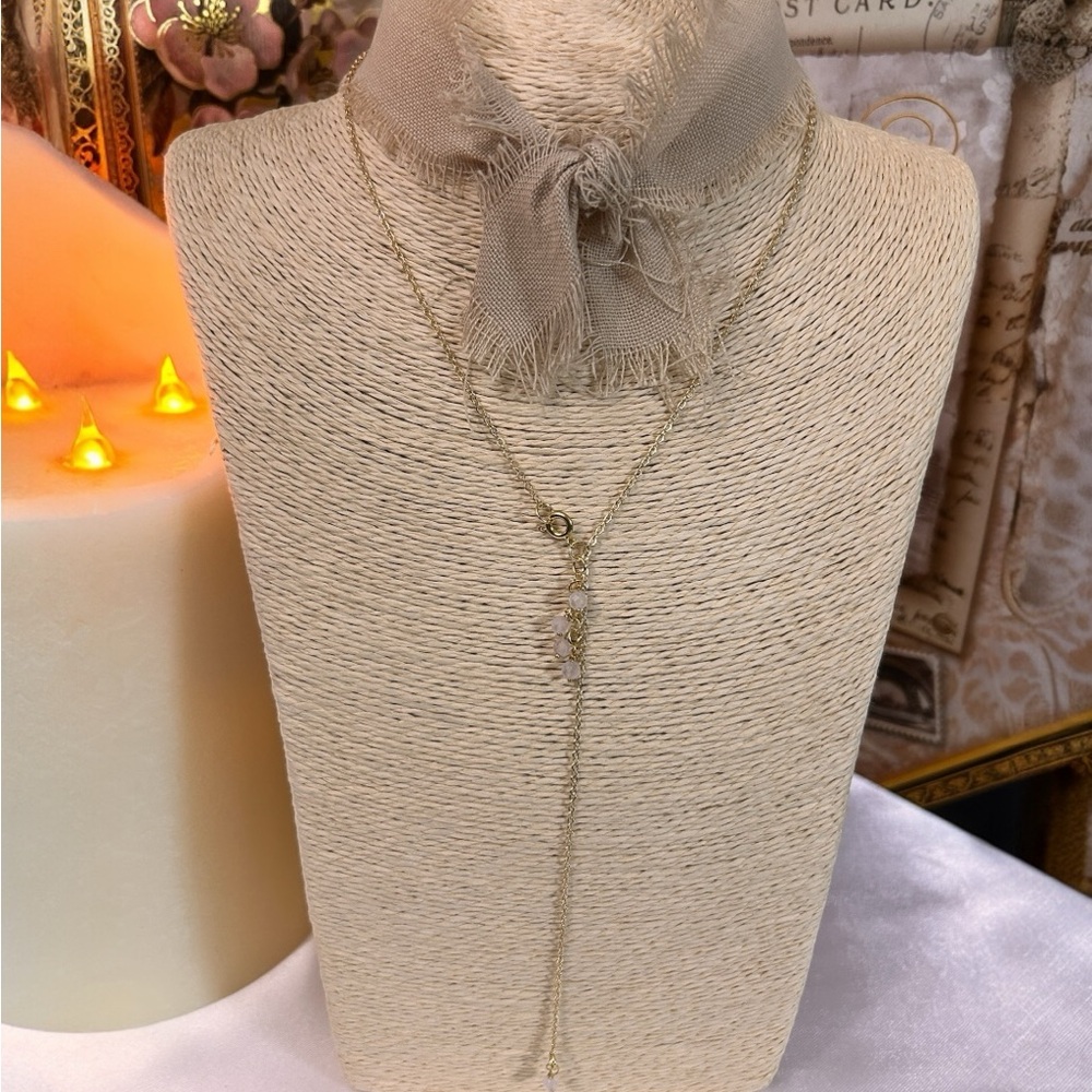 14k Yellow Gold Lariat Necklace with Gemstones briolettes